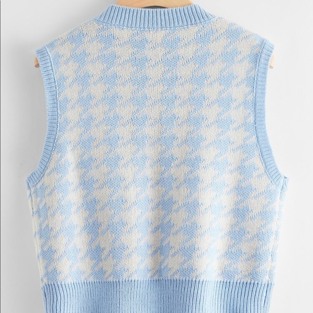 BABY BLUE HOUNDSTOOTH SWEATER VEST - Picture 3 of 3